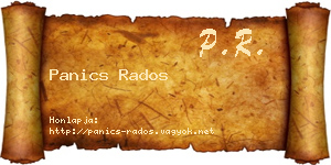 Panics Rados névjegykártya